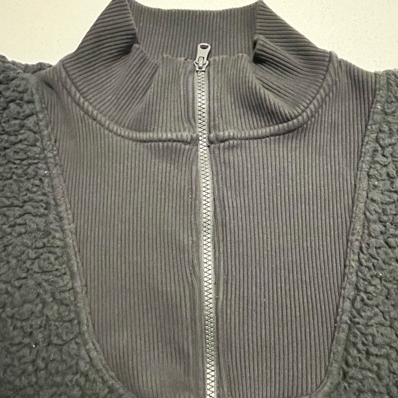 AERIE SHERPA WOMEN 2XL 1/4 ZIP FLEECE PULLOVER MOCK NECK BLACK SWEATER - Picture 6 of 12